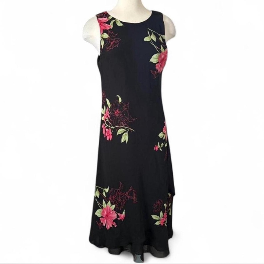 Floral Black Sleeveless Dress